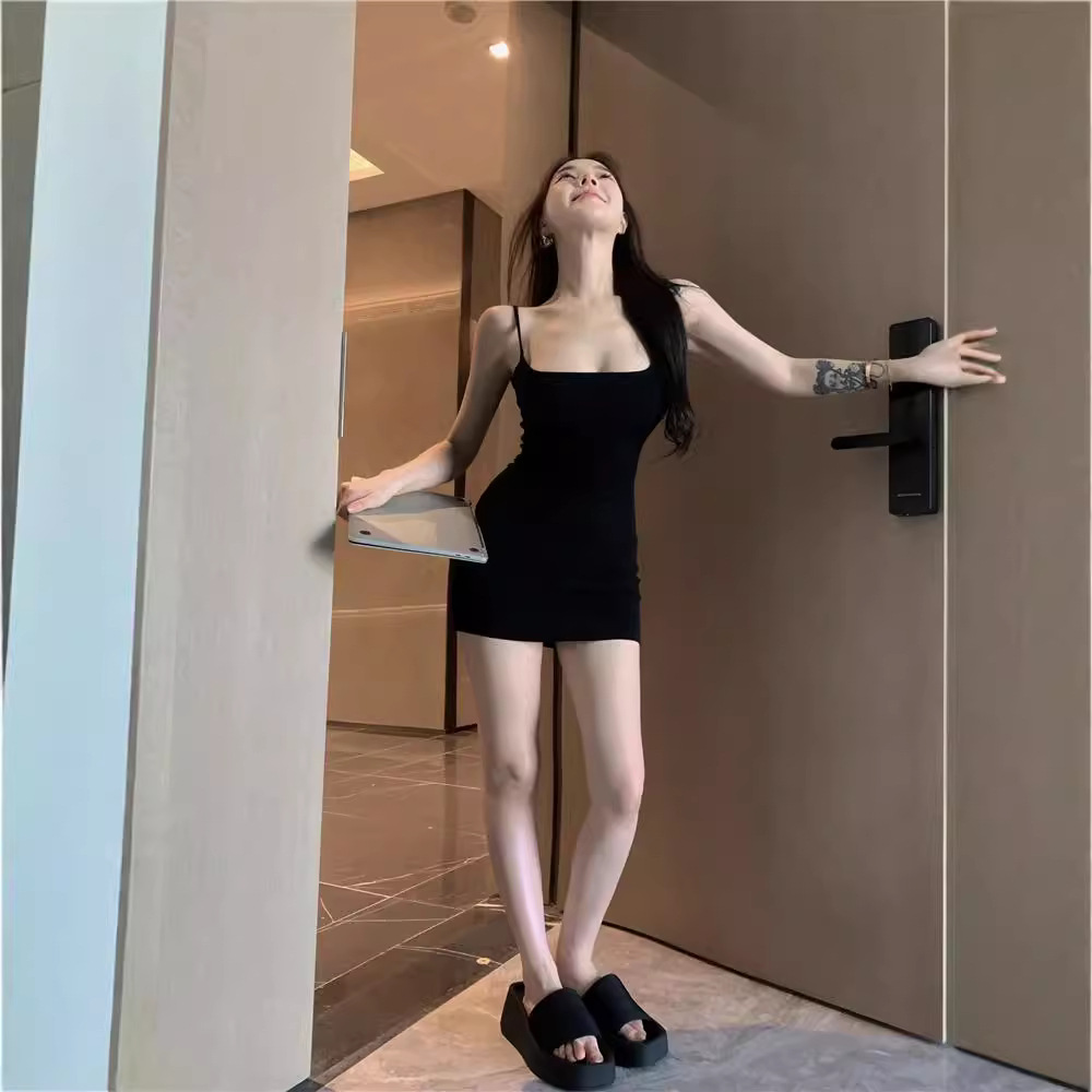 Sexy Spice Girl Sling Dress Women's Summer New Slim-fit Slimming Pure Desire Small Stepmom Hip Short Dress