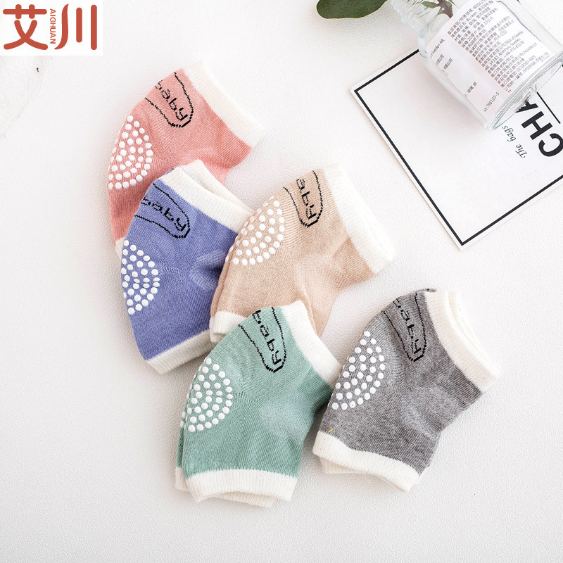 Bebé gateando calcetines de rodilla niños aprenden a caminar calcetines de codo resistentes a caídas malla de silicona Terry calcetines para niños