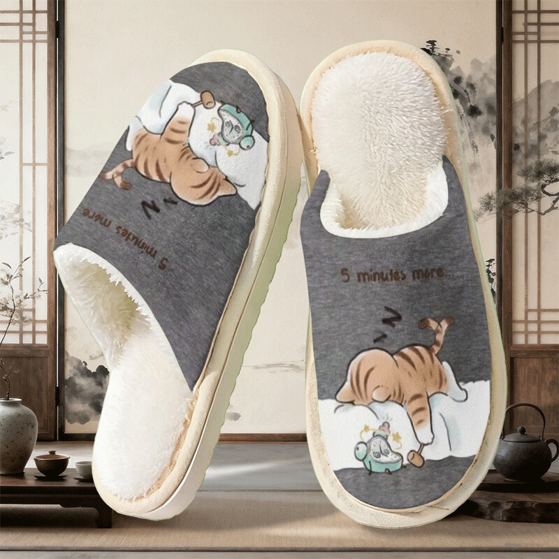Cross-Border Exclusive Supply of Cotton Slippers with Highland Cow Pattern Print for Men, Autumn and Winter Couple Slippers, Pod Cross-Border Jit One-Piece Dropshipping