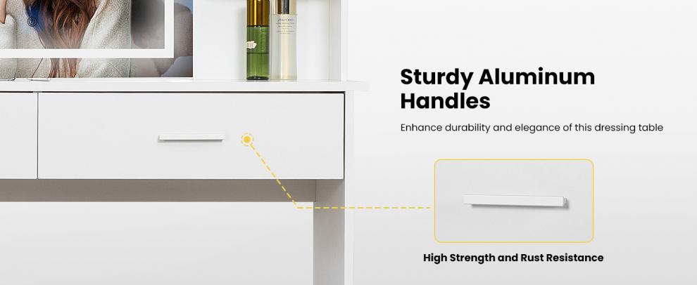 Sturdy aluminum handles