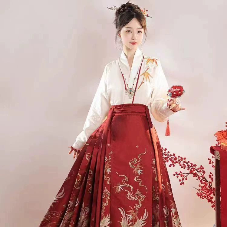 [Fengming в бамбуке] Весенний Мин Новый китайский стиль Hanfu рубашка с длинными рукавами вышивкой повседневная поездка на работу