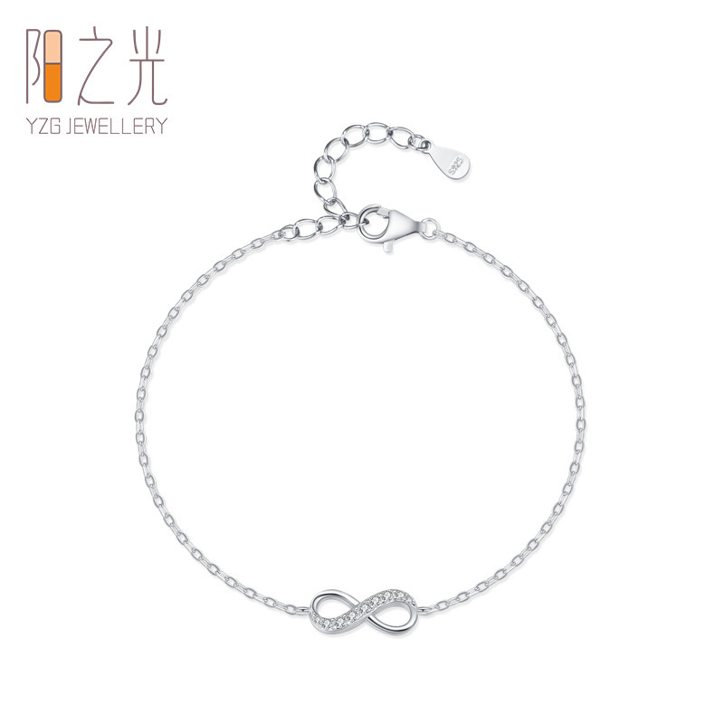 S925 sterling silver unlimited love symbol micro diamond bracelet female INS Internet celebrity elegant cross chain bracelet silver jewelry