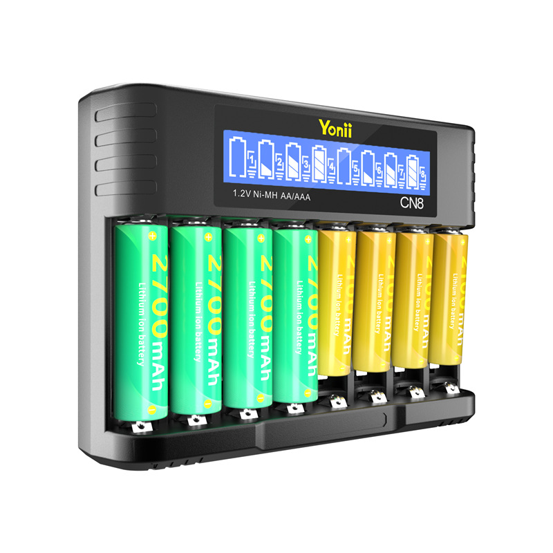 LCD NiMH battery charger 8 slot AA AAA toy remote control No. 5 No. 7 1.2V LCD charger multi-slot