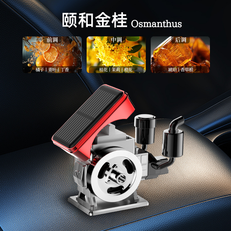 New Cross-Border Fortune-Enhancing Car Fragrance Diffuser with Long-Lasting Scent, Solar-Powered Automatic Rotating Car Perfume Decoration Ornament