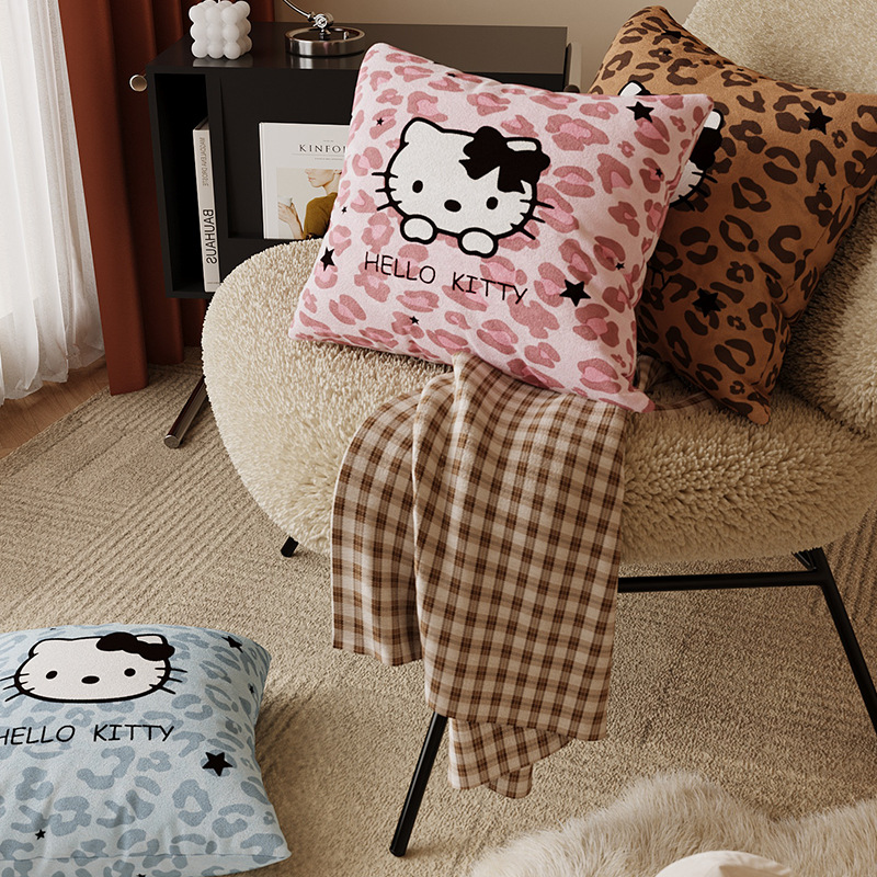 Maillard Leopard Print Kitty Pillowcase Living Room Sofa Bay Window Cushion Bed Cushion Backrest with Core Removable and Washable