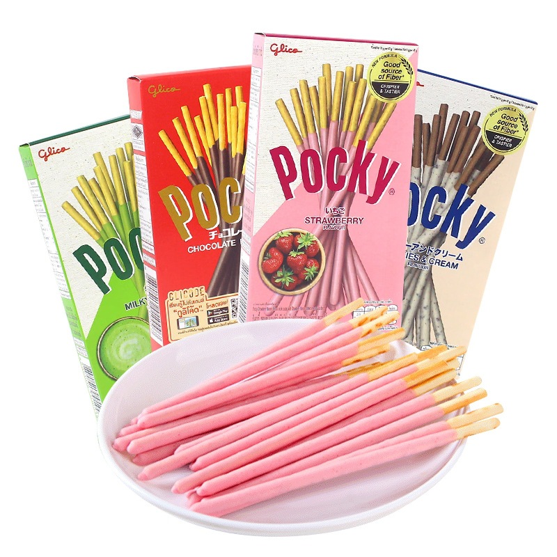 格力高pocky百奇巧克力棒長條牛奶餅乾塗層裝飾夾心餅乾條零食品