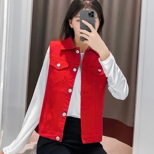 Spring and summer new Korean style with holes in jeans sleeveless top short large size horse clip vest small coat for women