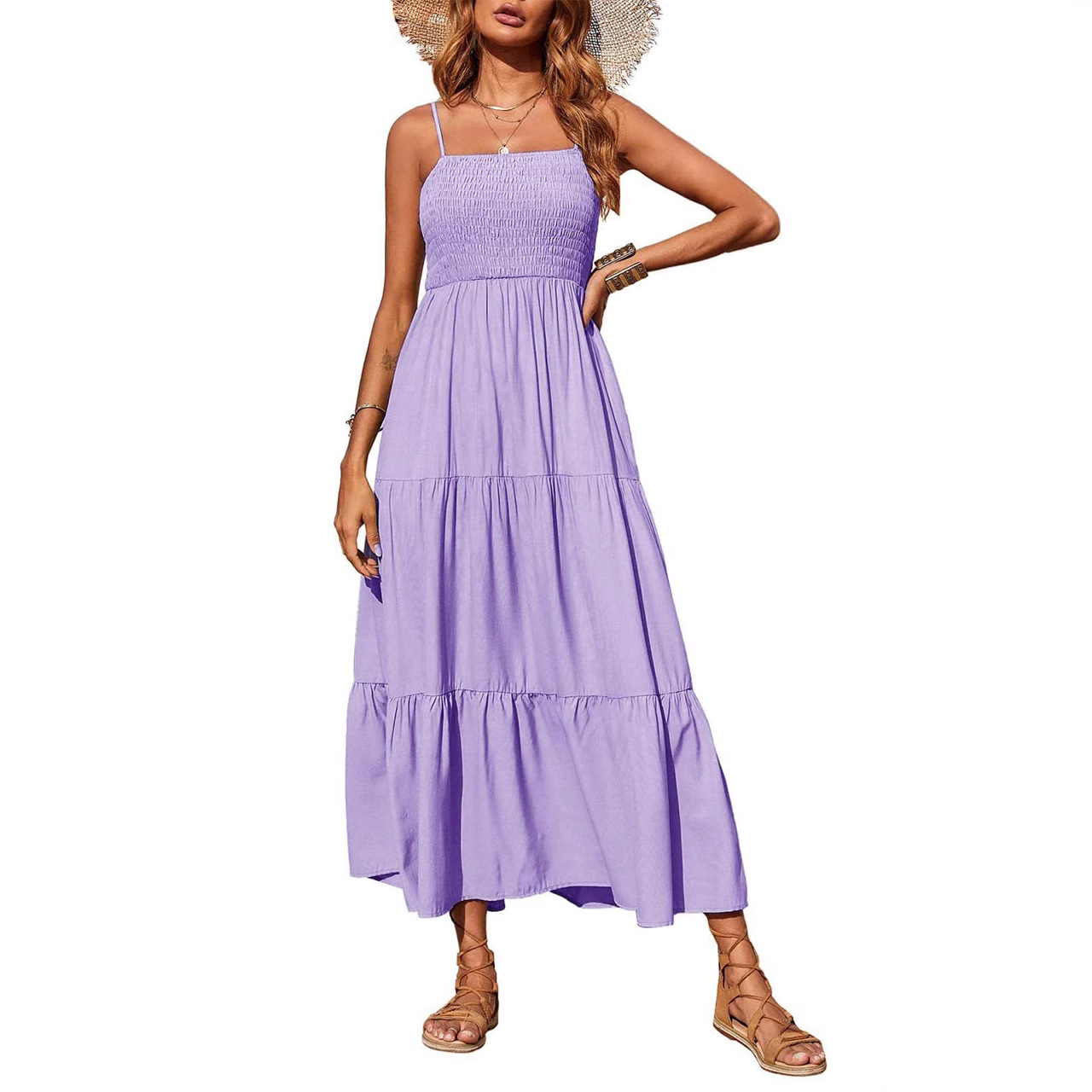 2025 Spring New Cross-Border European And American Women's Fashion Elegant Fashionable Strap Backless Split Dress_ecoleips.com