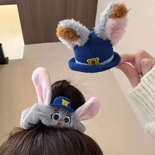 可爱朱迪兔子警官毛绒耳朵帽子发卡发圈甜美刘海夹游乐园拍照头饰