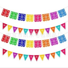 メキシカンパーティーフェルトプルフラッグストリングフラッグ死者の日犠牲ホオジロカーニバルフェスティバルプルフラワーフェルトピニャータラフラッグ