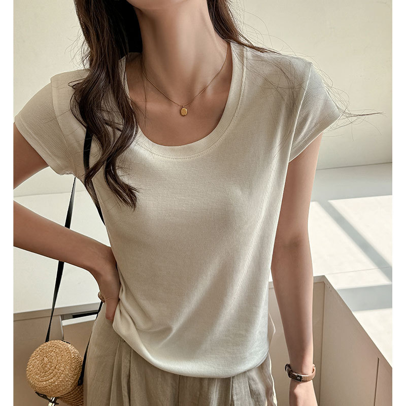 Summer solid color short sleeve T-shirt