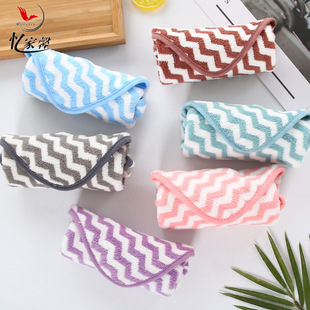 Striped coral fleece towel dishcloth kitchen cleaning towel lazy dishcloth dishcloth scouring cloth wholesale