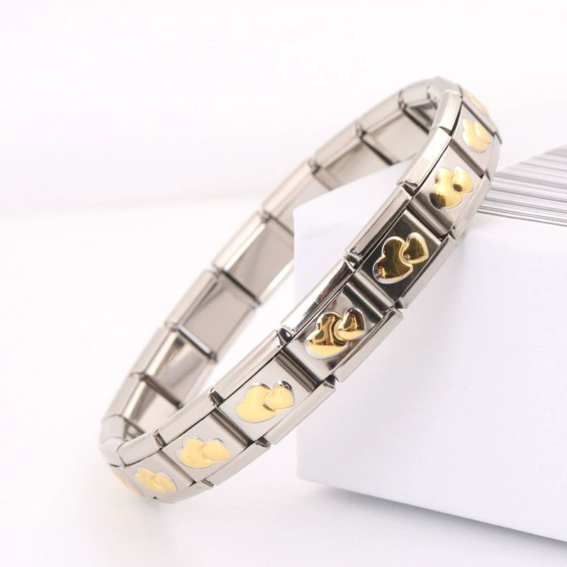 Zhenwo нержавеющая сталь модульное браслет ItalianBracelet золотой пятиконечная звезда любовь эластичная цепь точка