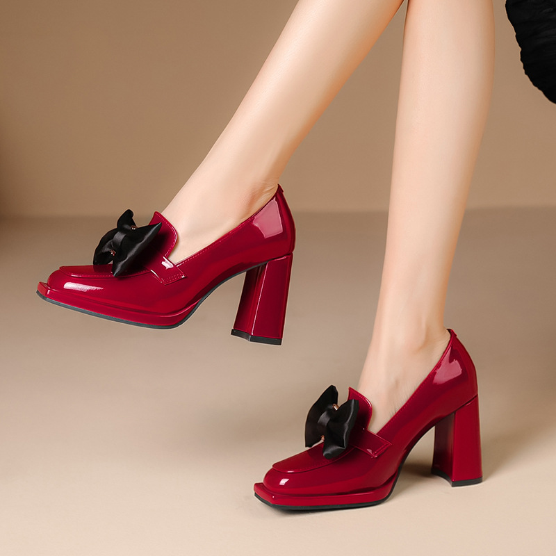 Damen Pumps Mit Schleife Und Blockabsatz Im British Style_voghion.com