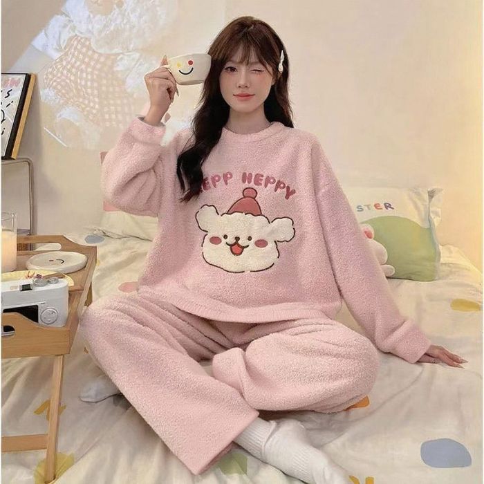 Transfronteriza Vietnam al por mayor otoño invierno pijamas franela espesa dulce caricatura calentamiento manga larga ropa para el hogar