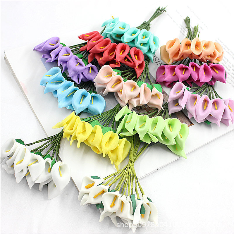 Artificial flower calla lily leaf foam calla lily bouquet wedding candy box decoration accessories home ornaments wholesale