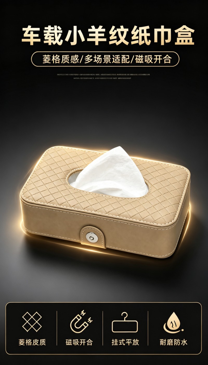 Cross-border exclusive car tissue box, leather tissue holder for car seat back, hanging tissue box for car sun visor