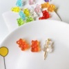 Acrylic transparent resin, earrings with beads, necklace, mobile phone, decorations, accessory, handmade, with little bears