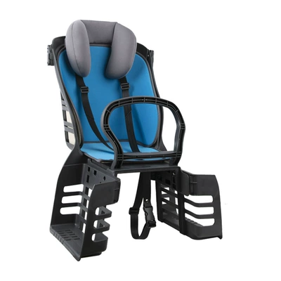 Motorcycle child seat — Large Kidsren - bicycle-model-three-point-safety-belt-ce-certified-dark-gray-dark-gray-sky-blue-sponge-seat-cushion-headrest