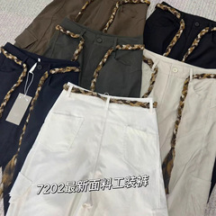 美式高街弯刀工装裤2025秋季新款松弛感系带宽松显瘦阔腿裤休闲裤