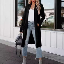 秋冬大衣亚马逊欧美跨境独立站女装休闲显瘦长款女式V领毛呢外套