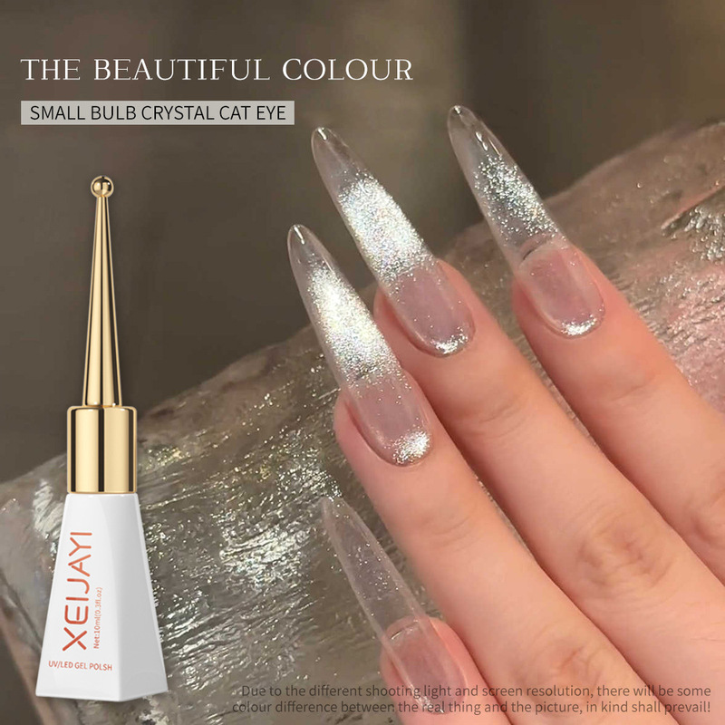 Xian Jia Yi Big Bulb Stone Cat's Eye Nail Polish Glue Ice Transparent Super Bright Flash All-match Cat's Eye Glue for Nail Art Shop