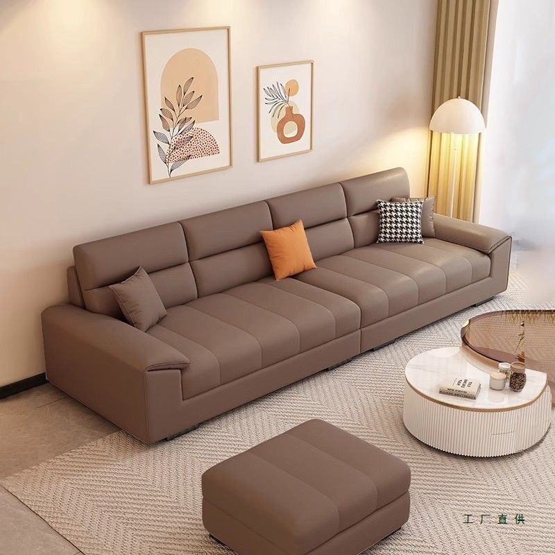 New Italian-Style Light Luxury Tech Fabric Sofa for Small Living Rooms, Home Use, Bedroom, Genuine Leather Sofa, Straight Luxury Sofa