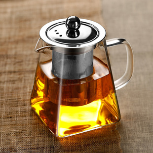 Teapot for Home Use with Filter, Thickened Glass, High-Temperature Resistant Flower Teapot, Black Tea Brewing Set, Kung Fu Tea Set