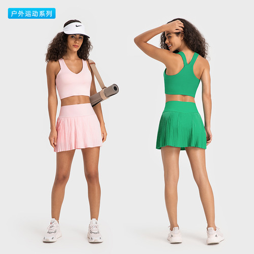 Luxtre new product water-cooling elastic waist fashion pleated skirt double-layer anti-exposure three-point sports pants skirt