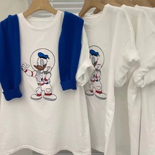 宇航太空鴨純棉短袖t恤女2022年新款夏季卡通印花純棉半袖寬松T恤