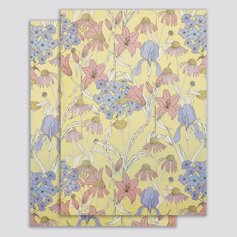 Papel de regalo floral impermeable de estilo europeo para el Día del Maestro, impreso con un elegante diseño floral para empaquetado de ramos de regalo en floristerías.