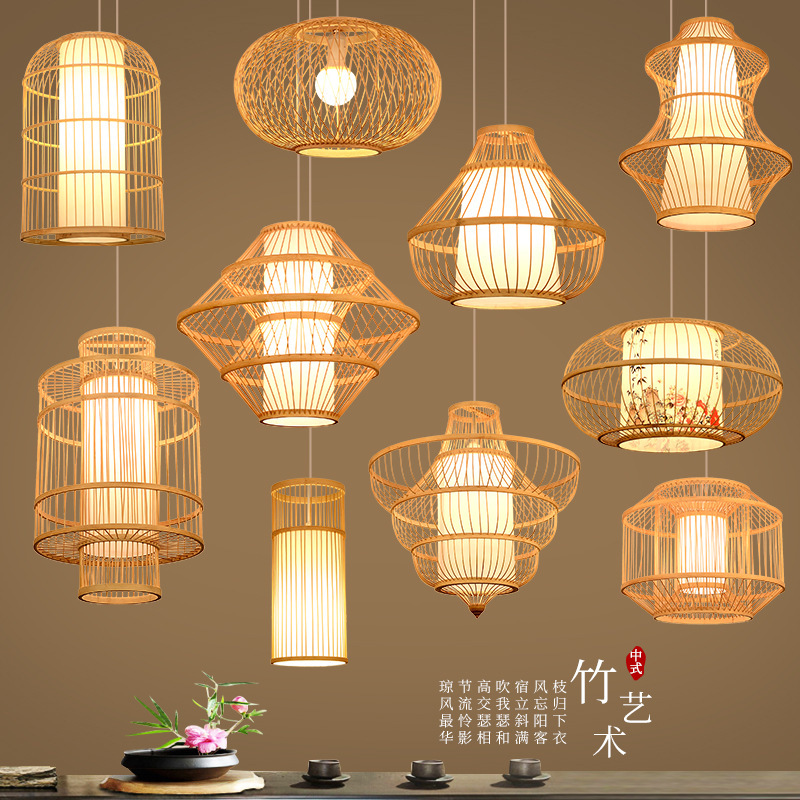 Restaurant Chandelier Creative Bamboo Bar Table Lamp B&B Hot Pot Clothing Store Commercial Chinese Zen Tea Room Chandelier