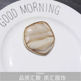 欧美跨境复古桃心树脂胸针巴洛克彩色几何爱心胸花别针大衣配饰