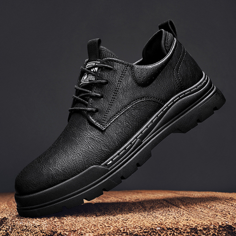 Nouvelles bottes Martin à la mode de grande taille avec surface en cuir, chaussures de travail décontractées, courtes saisonnières à la mode_voghion.com