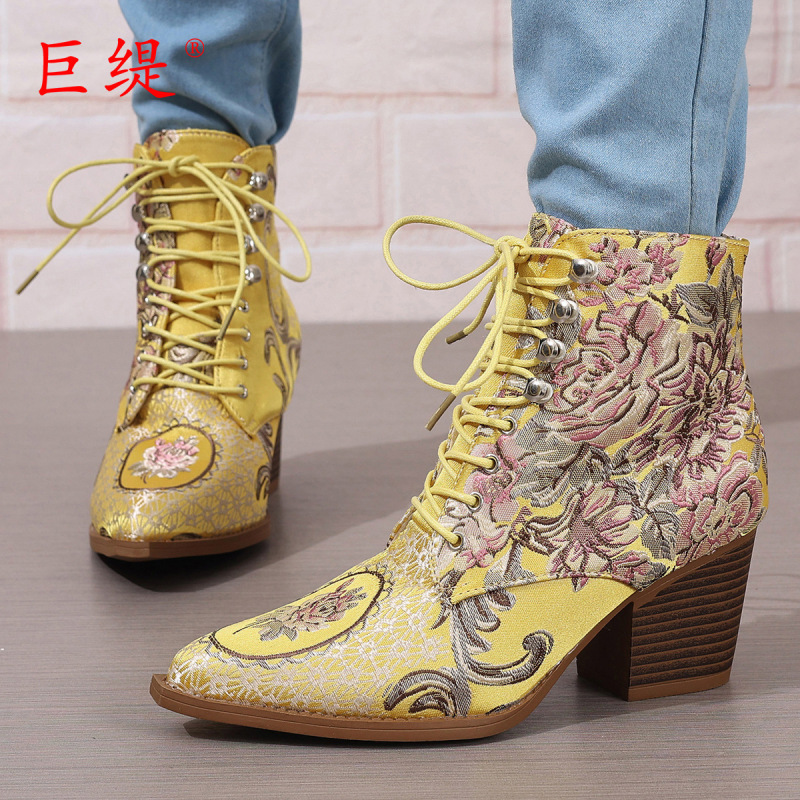 巨現物2025新型現物秋冬女靴wishアマゾン独立駅粗と刺繍女性ショートブーツ|undefined