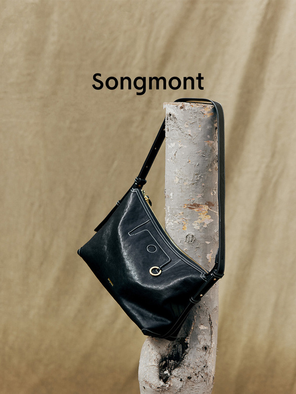 Songmont山下有松循迹系列浅行hobo包植鞣牛皮通勤腋下包饺子包女|undefined