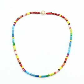 一件代发白百何同款彩虹项链手工DIY细管珠颈链现货热卖搪瓷项链