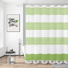 跨境供应条纹流苏浴帘洗澡帘浴室防水帘遮挡帘门帘子隔断帘
