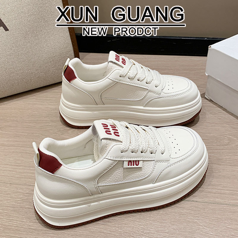 First-Layer Cowhide ~ Genuine Leather Thick-Soled White Shoes for Women 2025 Autum New Height-Increasing Shoes for Women Casual Sneakers for Women