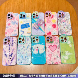 日韩清新小碎花适用苹果12手机壳iphone14pro闪粉16promax/15滴胶