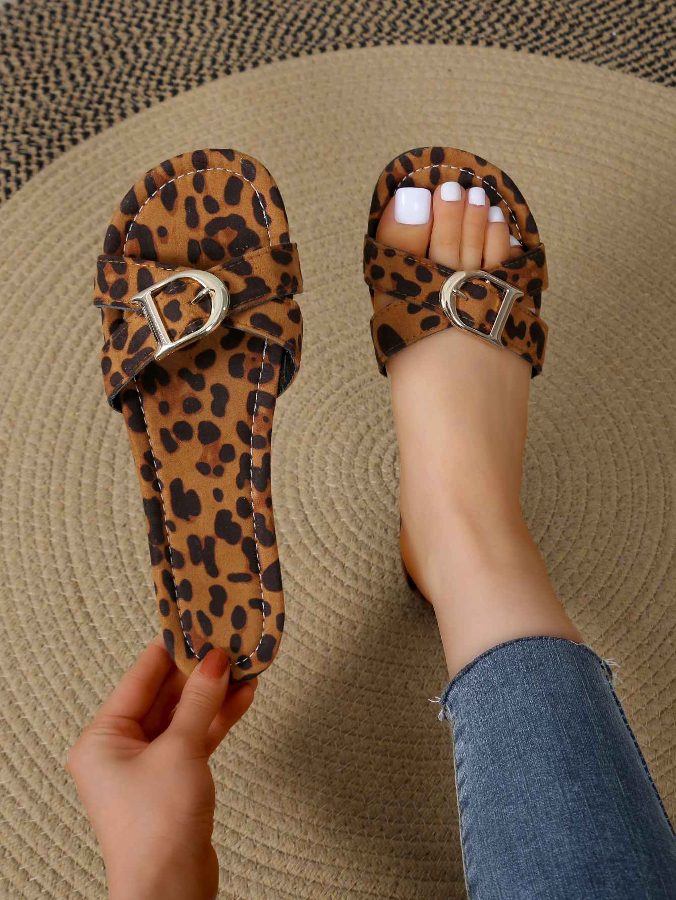Women's Casual Vintage Style Zebra Leopard Round Toe Slides Slippers display picture 13