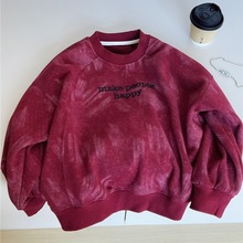 【卖到年】2025秋冬新款儿童加绒卫衣韩版满印花暗红男童加厚卫衣