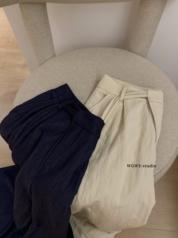 WGWE6552#妹风蝴蝶结绑带镂空背心+高腰垂感拖地长裤两件套套装|undefined