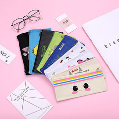 Cute cartoon canvas pencil case & pencil bag, compact and portable with zipper, coin purse, stationery pouch—wholesale for students