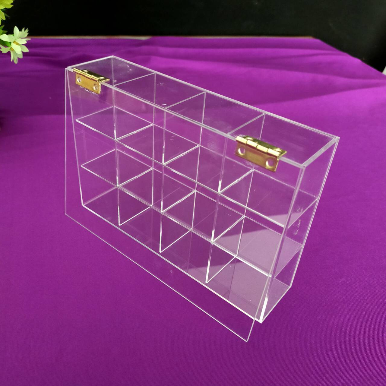 玻璃透明长方形12格标本翻盖盒伴手礼盒卡冰钻盒批发亚克力宝石盒