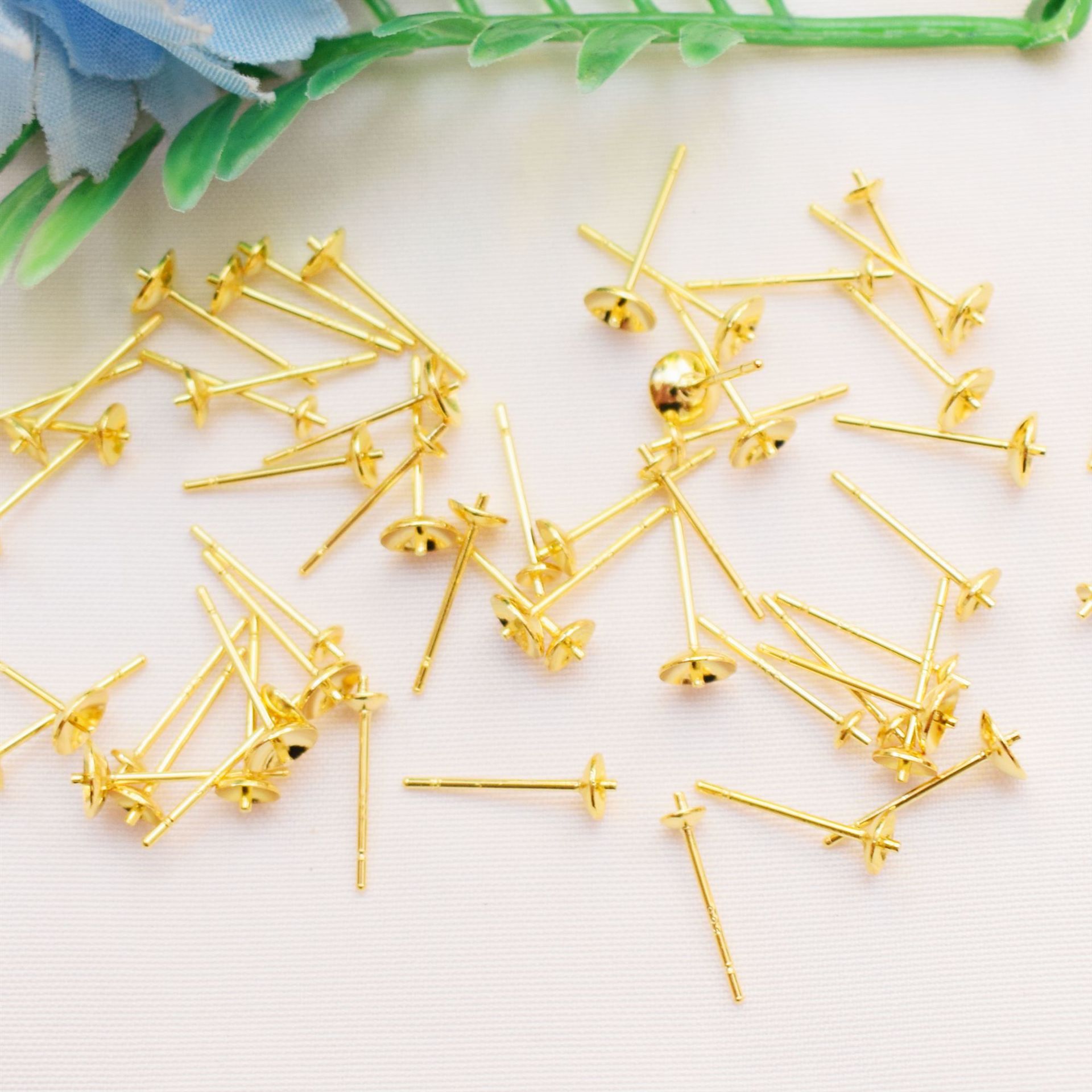 14K Gold Plated Plating Material DIY Jewelry Accessories Classification 100 PCS/Package Diameter 3mm Diameter 4mm Diameter 5mm Copper 14K Gold Plated Solid Color Earring Findings