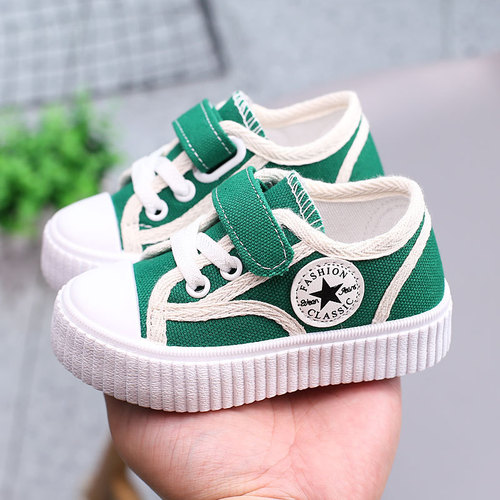 Children's canvas shoes, baby boys' shoes, breathable soft sole shoes, spring and autumn girls' cloth shoes, toddler sneakers, kindergarten