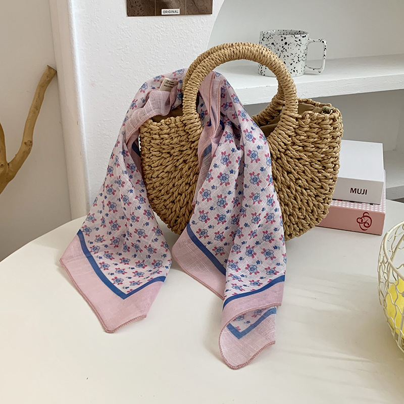 Cintas para el cabello, nueva impresión de letras coreanas, bufandas de seda, decoración profesional para mujeres, bufandas con bufandas cuadradas