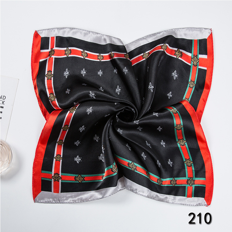 35g Weight Silk Scarf Classification Office, Daily Occasion Satin Cloth Material Star, Flower Pattern Spring&Summer Season Women's Gender Printing Design Elegant Style Women's Elegant Star Flower Satin Cloth Printing Silk Scarf 6