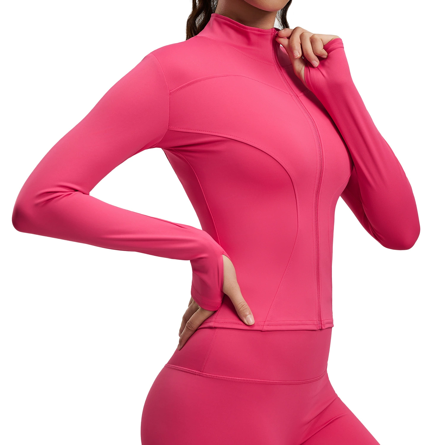 Дышащая йога-куртка — Slim-Fit с длинным рукавом для зала и бега, европейский стиль, размеры S–XXXL